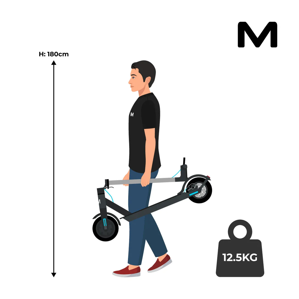 MOTUS Scooty 8.5 - przenoszenie po złożeniu, waga 12,5 kg