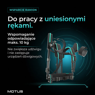 Atlas UP - passive: do pracy z uniesionymi rękami, wspomaganie odpowiadające maks. 10 kg. Nie zwiększa udźwigu.