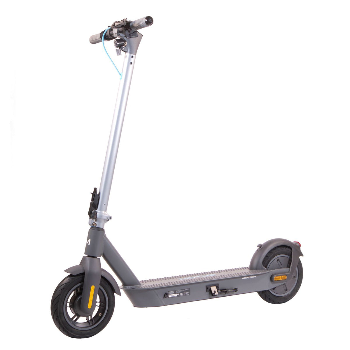 Hulajnoga elektryczna MOTUS Scooty 10 GEN4, widok 3/4 z przodu od lewej, na białym tle.