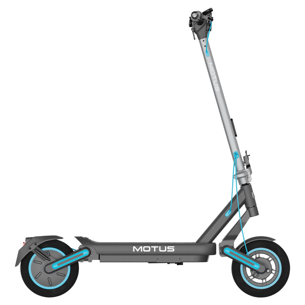Hulajnoga elektryczna MOTUS Scooty 10 Max z prawego boku, na białym tle.