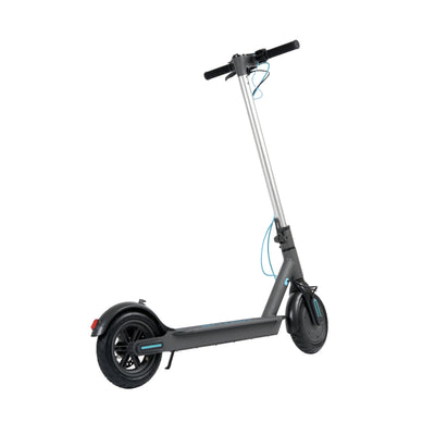 Hulajnoga elektryczna MOTUS Scooty 8.5, widok 3/4 z drugiej strony, na białym tle.