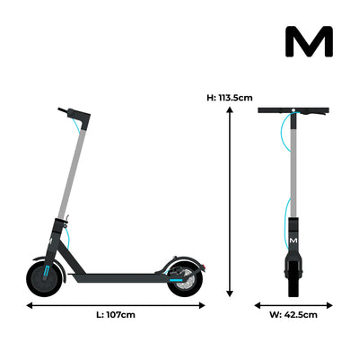 MOTUS Scooty 8.5 - wymiary po rozłożeniu