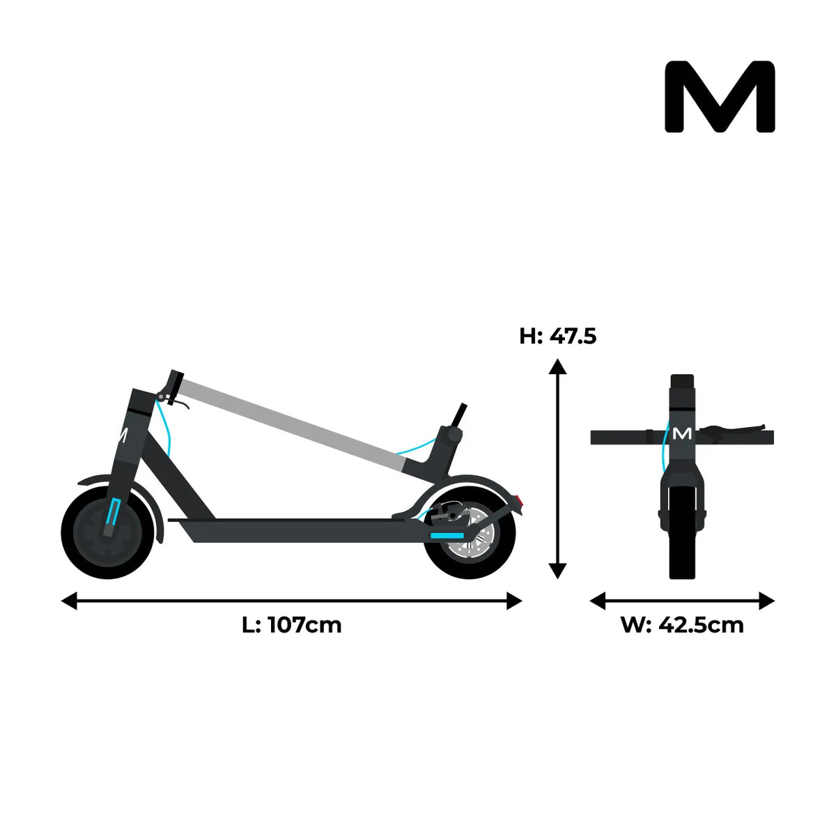 MOTUS Scooty 8.5 - wymiary po złożeniu