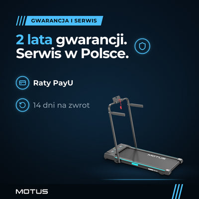Walking pad MOTUS WALK 400: 2 lata gwarancji i serwis w Polsce; raty PayU; 14 dni na zwrot.