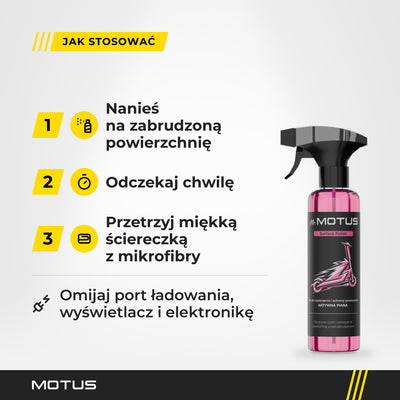 Jak stosować Surface Finish: nanieś na zabrudzoną powierzchnię, odczekaj chwilę, przetrzyj mikrofibrą; omijaj port ładowania i wyświetlacz.