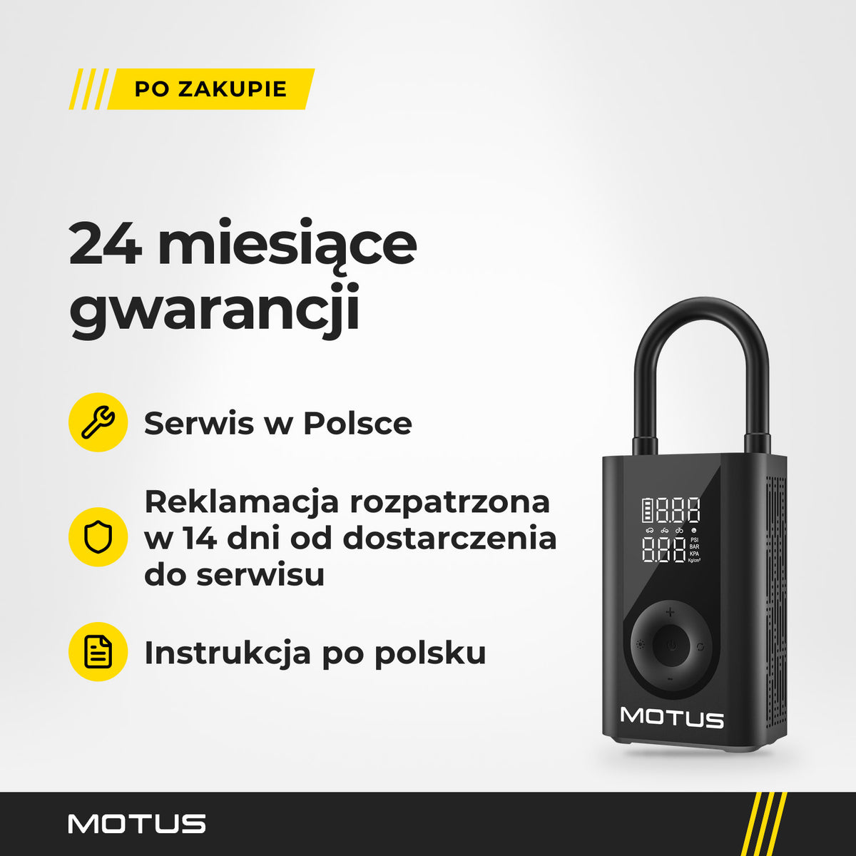 Pompka MOTUS V2 z 24-miesięczną gwarancją, serwisem w Polsce i instrukcją obsługi po polsku, w jasnym studiu.