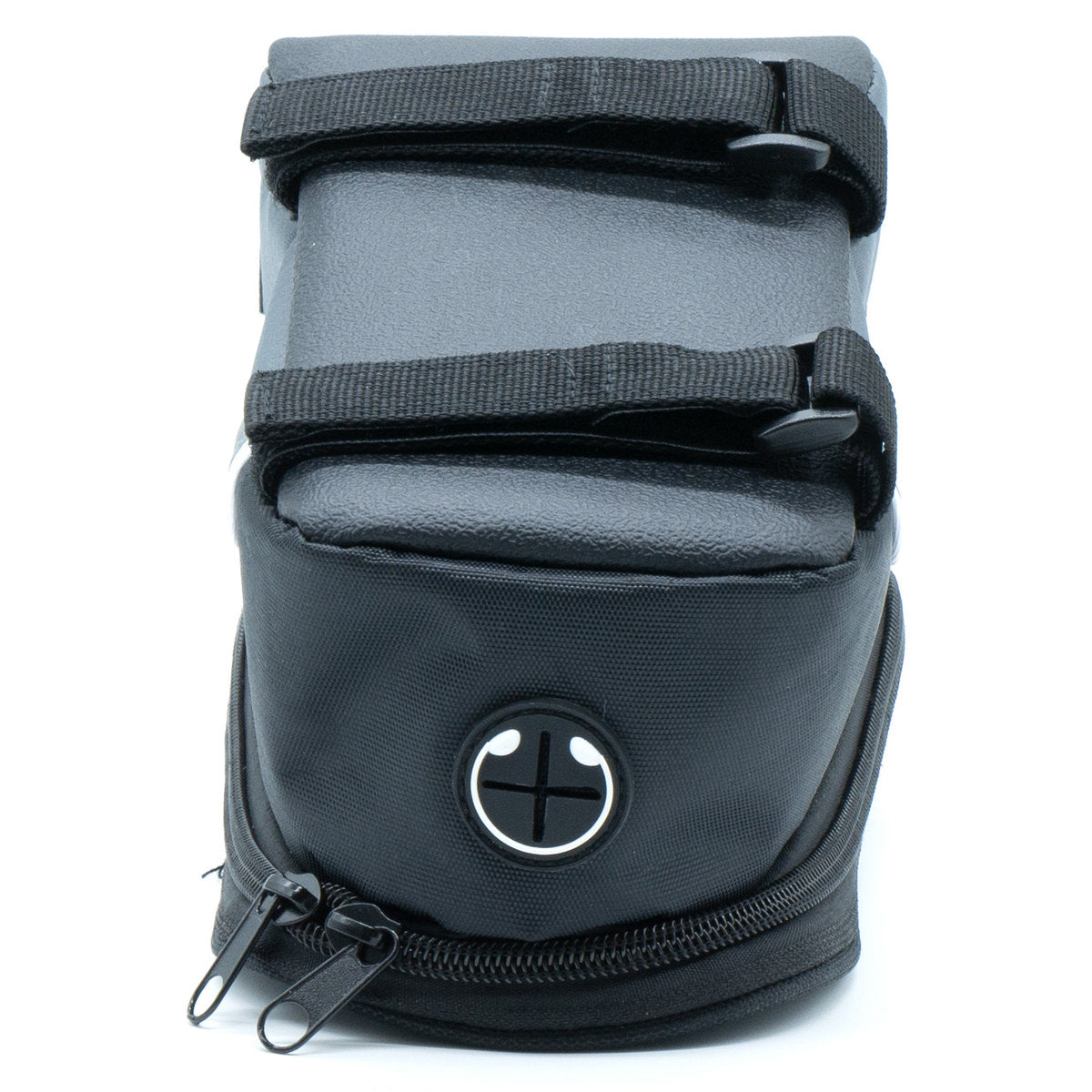 Spód torby rowerowej na ramę MOTUS: 2 paski na rzep w poprzek płaskiej podstawy.